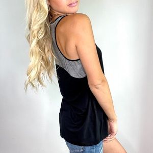 Vince Black & Grey Racerback Tank Top